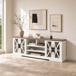93"/236cm White TV Stand With Storage Cabinets & 36"/91cm Electric Fireplace