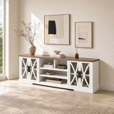 93"/236cm White TV Stand With Storage Cabinets & 36"/91cm Electric Fireplace