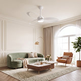 MAXI White Ceiling Fan Ø132 cm Silent with LED Light DC 40W