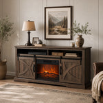 173cm/68" Farmhouse Brown TV Stand with 23" Electric Fireplace Inset