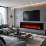 1880mm 74" EF74R Pro Wall Mounted Electric Fire with 13 Flame Colors Built-In Electric Fire with Remote Control 750/1500W