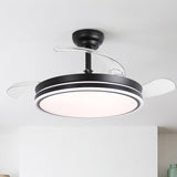 Serena Ultra-Quiet DC Motor Ceiling Fan Black Ø100 cm with 3 Retractable Blades and LED Light