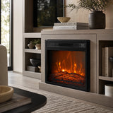 18" Modern Black Inset Electric Fireplace with Remote Control