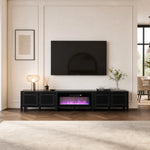 115''/292cm Living Room TV Stand with 36''/91cm Recessed Electric Fireplace