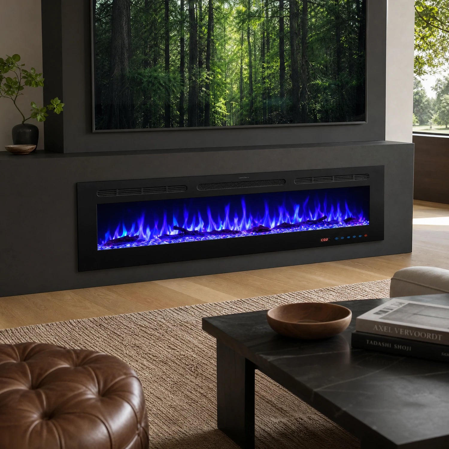 1829mm 72" EF72R Built-In Electric Fire Hole in the Wall Electric Fire with 13 Flame Colors 750W/1500W