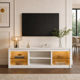 168cm/66" LED TV Stand Fits Up to 75" TVs with LED Shelf Lighting