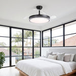 Serena Ultra-Quiet DC Motor Ceiling Fan Black Ø100 cm with 3 Retractable Blades and LED Light