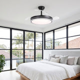 Serena Ultra-Quiet DC Motor Ceiling Fan Black Ø100 cm with 3 Retractable Blades and LED Light