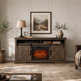 173cm/68" Farmhouse Brown TV Stand with 23" Electric Fireplace Inset