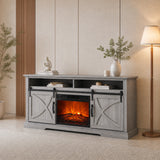 Rowan 173cm/68" Farmhouse Grey TV Stand with 23" Electric Fireplace Inset