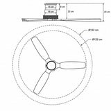 Louise Soft Brass Ceiling Fan Ø142 cm with 100% Solid Wood Blades