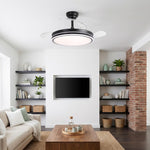 Serena Ultra-Quiet DC Motor Ceiling Fan Black Ø100 cm with 3 Retractable Blades and LED Light