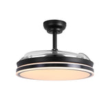 Serena Ultra-Quiet DC Motor Ceiling Fan Black Ø100 cm with 3 Retractable Blades and LED Light