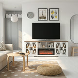 Alder 93"/236cm White TV Stand With Storage Cabinets & 36"/91cm Electric Fireplace