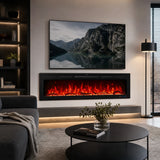1880mm 74" EF74R Pro Wall Mounted Electric Fire with 13 Flame Colors Built-In Electric Fire with Remote Control 750/1500W