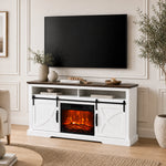 Rowan 173cm/68" Farmhouse White TV Stand with 23" Electric Fireplace Inset