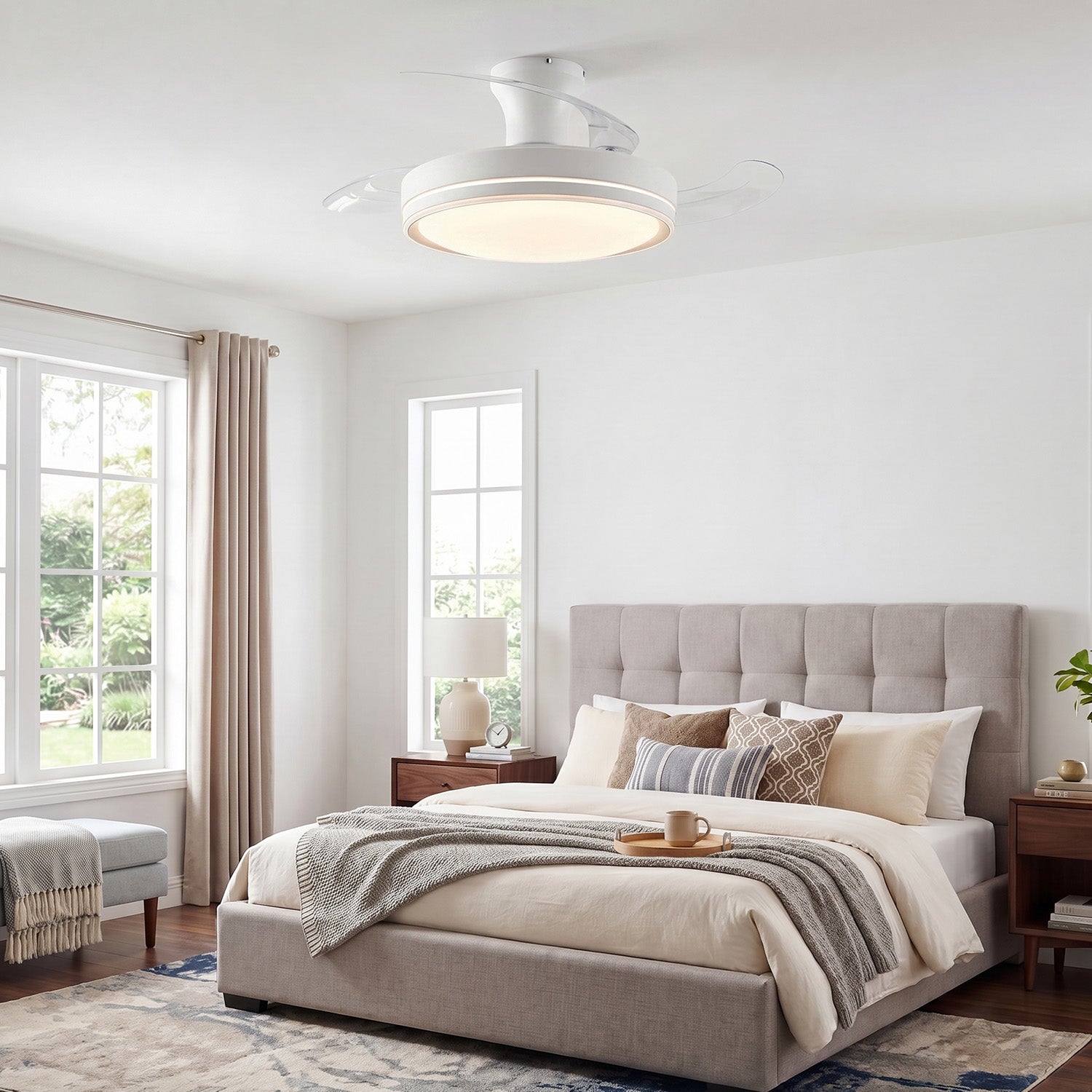 Aura Ultra-Quiet DC Motor Ceiling Fan Ø91 cm with Retractable Blades and LED Light