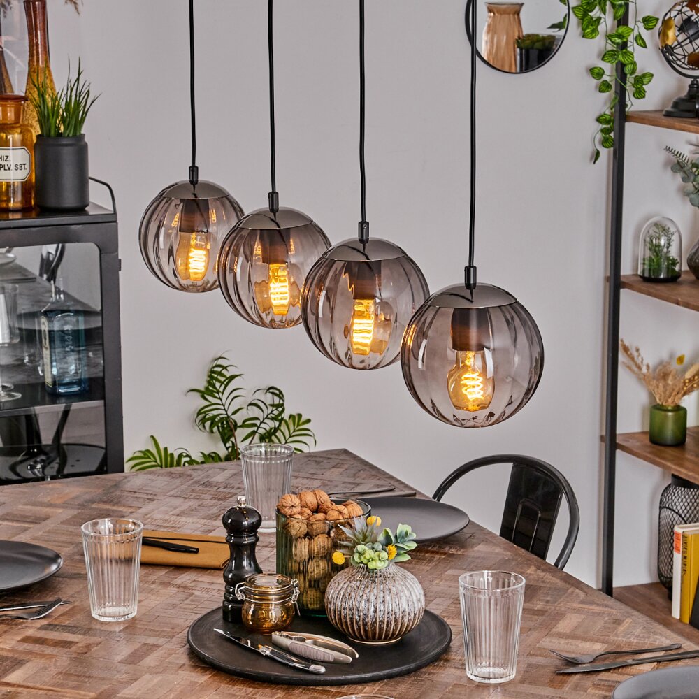 Mid-Century Modern Smoked Linear Pendant Light for Dining Room Living Room - Parrot Uncle UK