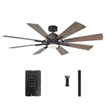 72 Inch Aries Black Downrod Mount LED Windmill Ceiling Fan with Remote Control - Parrot Uncle UK