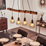 Industrial Geometric Wire and Rustic Linear Pendant Light for Dining Room Living Room - Parrot Uncle UK