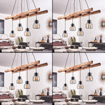 Industrial Farmhouse Wood & Wire Cage Cluster Pendant Light for Dining Room Living Room - Parrot Uncle UK