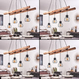 Industrial Farmhouse Wood & Wire Cage Cluster Pendant Light for Dining Room Living Room - Parrot Uncle UK