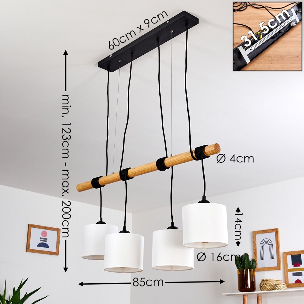 Scandinavian Minimalist Wood and Linen Drum Shade Cluster Pendant Light for Kitchen Dining Room - Parrot Uncle UK