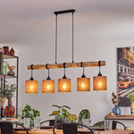 Scandinavian Rustic Wood and Geometric Wire Cage Linear Pendant Light for Kitchen Dining Room - Parrot Uncle UK