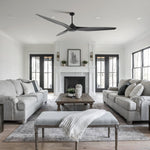 100 Inch Simon Black IP44 Outdoor Downrod Mount Ceiling Fan with Remote Control - Parrot Uncle UK