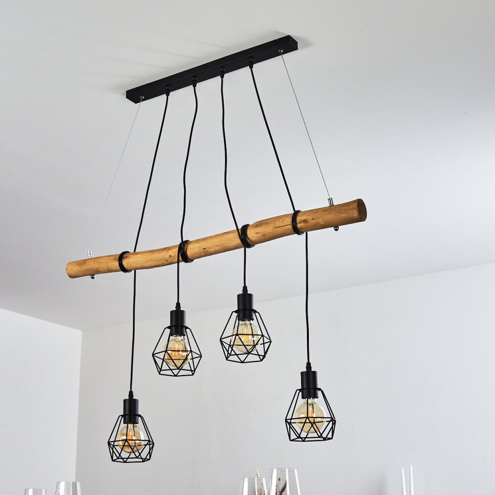 Industrial Geometric Wire and Rustic Linear Pendant Light for Dining Room Living Room - Parrot Uncle UK