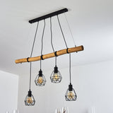 Industrial Geometric Wire and Rustic Linear Pendant Light for Dining Room Living Room - Parrot Uncle UK