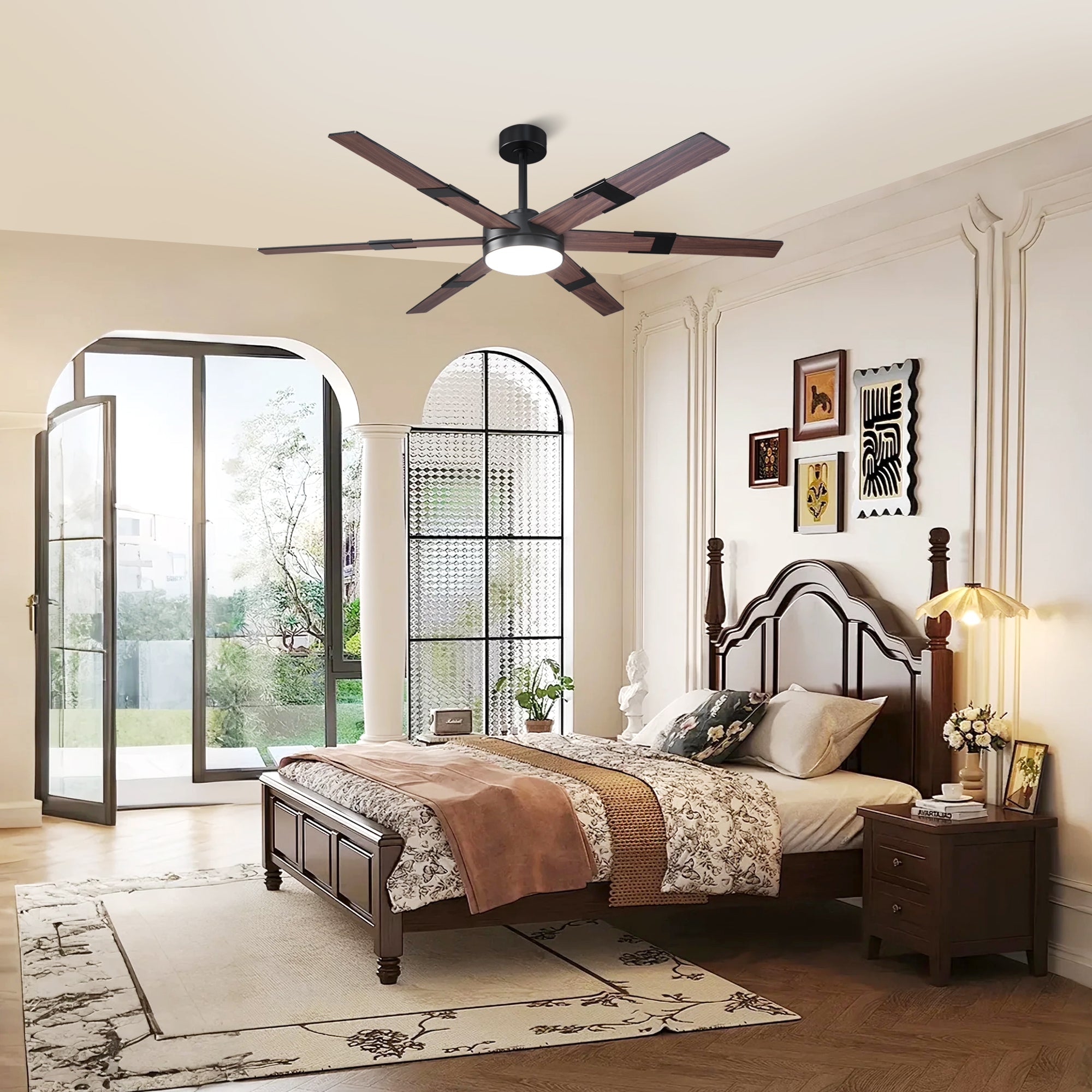 60 Inch Industrial Double-sided Blades LED Ceiling Fan with APP & Remote Control - Parrot Uncle UK