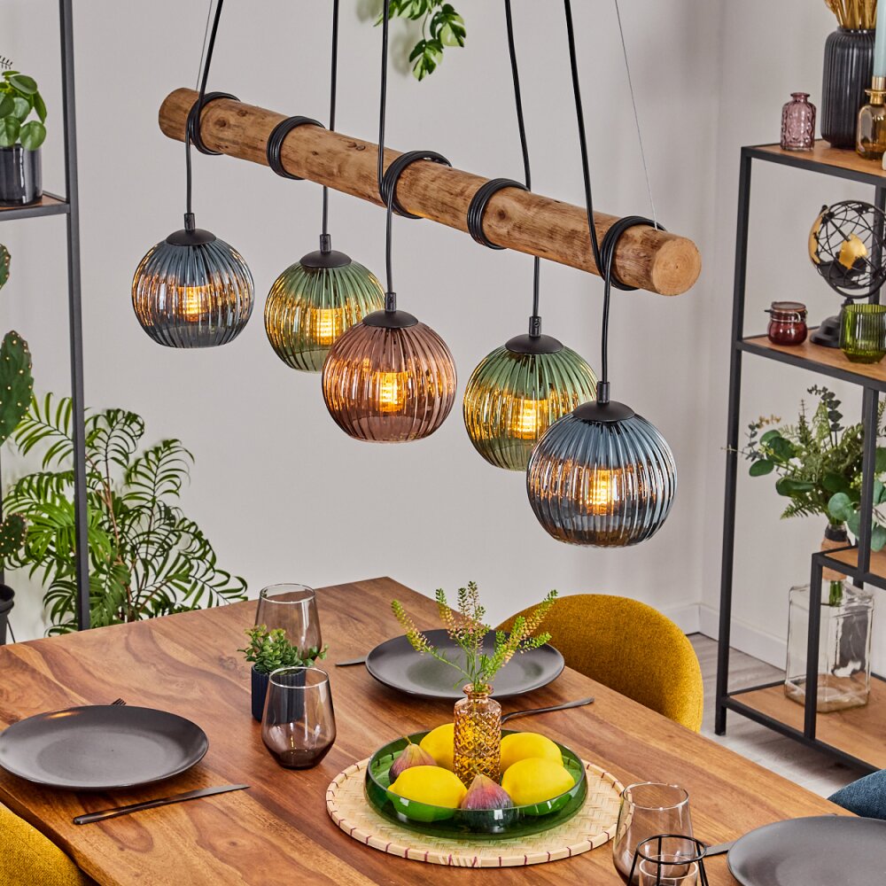 Bohemian Colorful Glass and Rustic Linear Pendant Light for Dining Room Living Room - Parrot Uncle UK