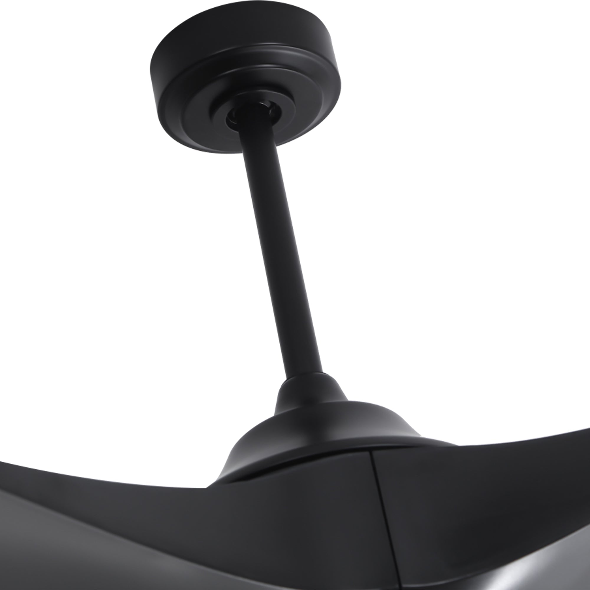 100 Inch Simon Black IP44 Outdoor Downrod Mount Ceiling Fan with Remote Control - Parrot Uncle UK