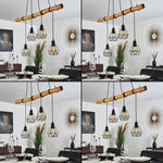 Industrial Geometric Wire and Rustic Linear Pendant Light for Dining Room Living Room - Parrot Uncle UK