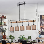 Scandinavian Rustic Wood and Geometric Wire Cage Linear Pendant Light for Kitchen Dining Room - Parrot Uncle UK