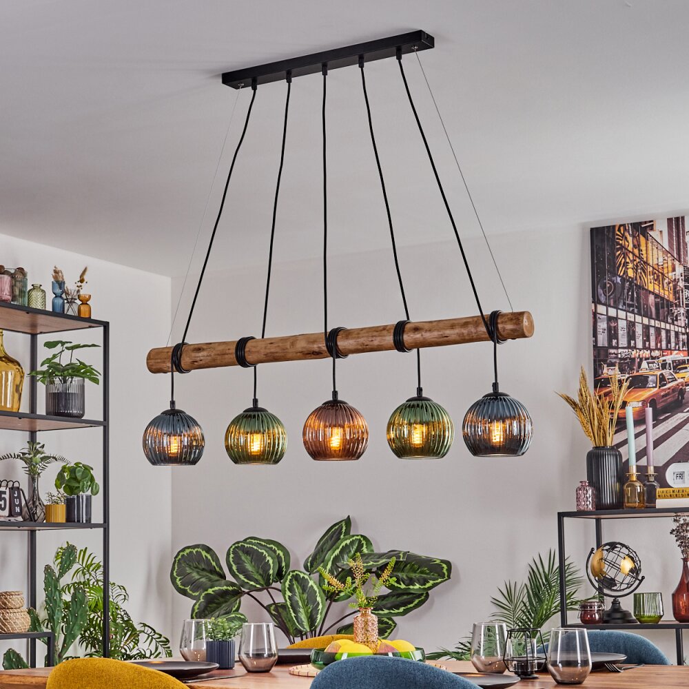 Bohemian Colorful Glass and Rustic Linear Pendant Light for Dining Room Living Room - Parrot Uncle UK