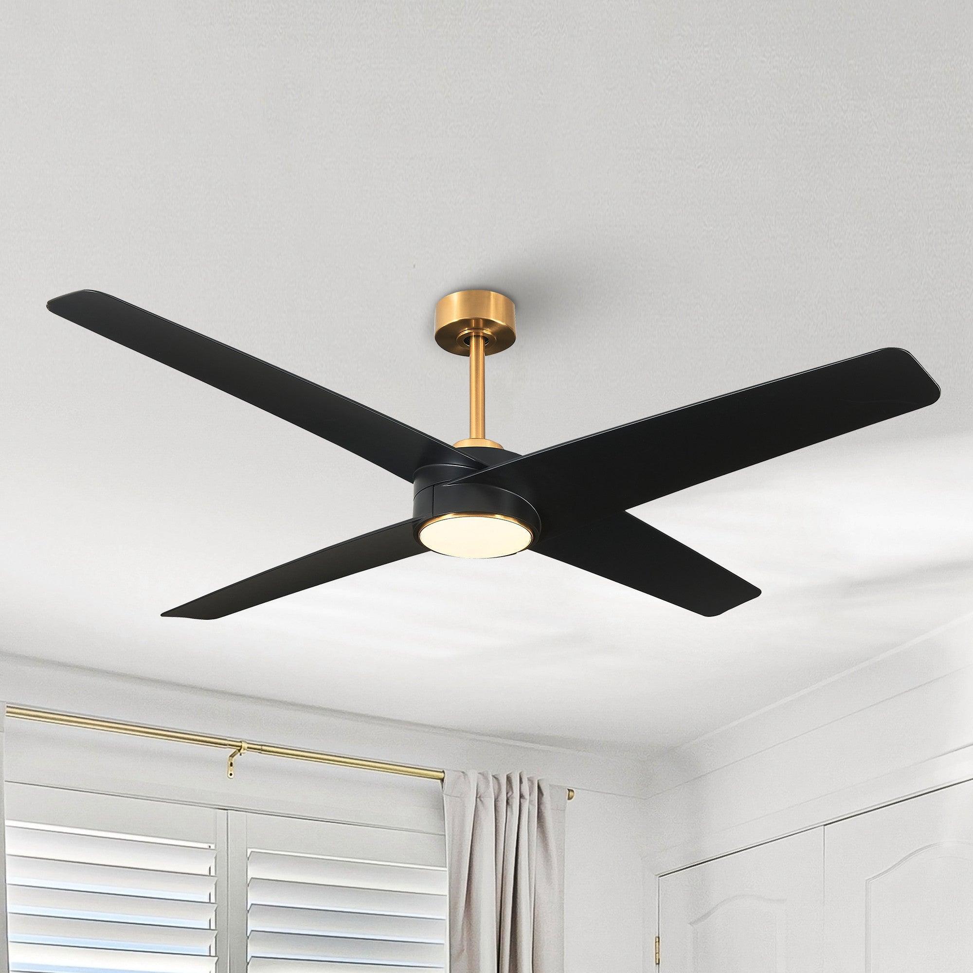 60" Parvez Modern DC Motor Downrod Mount Reversible Ceiling Fan with Lighting and Remote Control - Parrot Uncle UK