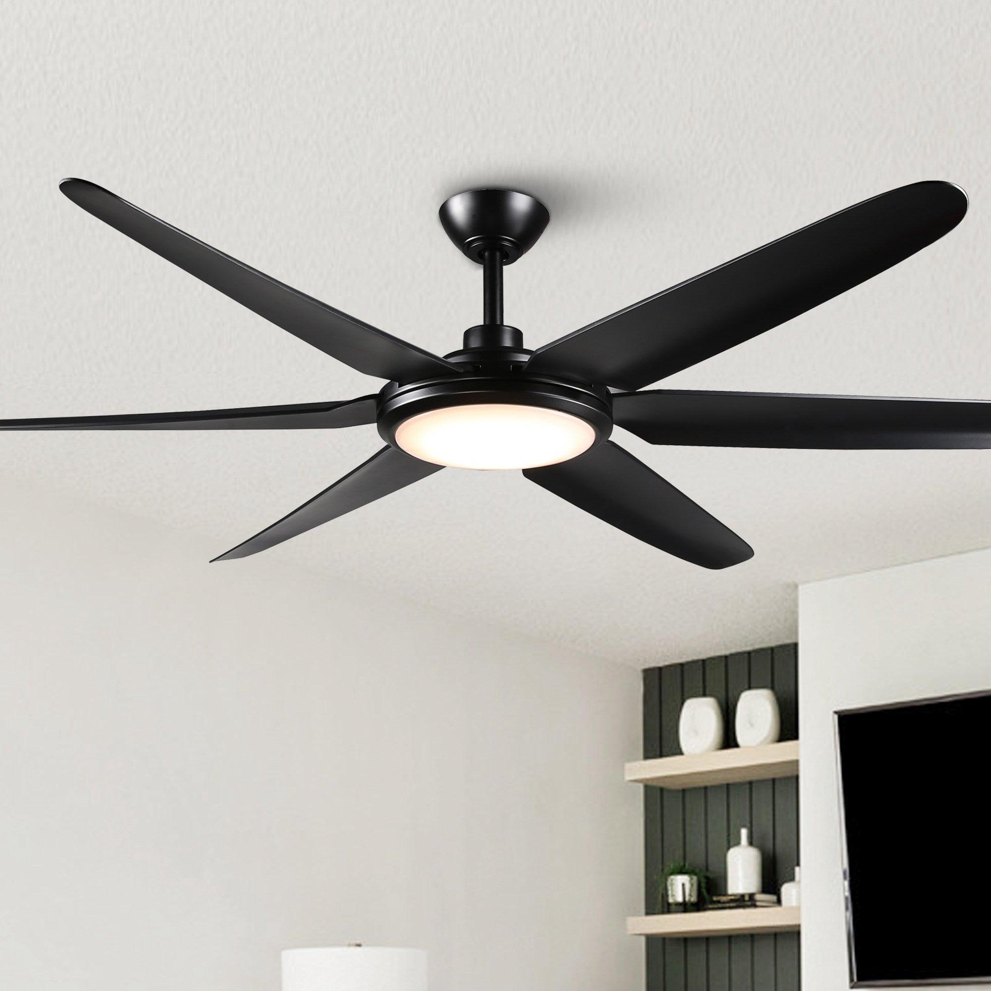 65" Industrial DC Motor Downrod Mount Ceiling Fan with Lighting and Remote Control - Parrot Uncle UK
