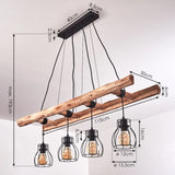 Industrial Farmhouse Wood & Wire Cage Cluster Pendant Light for Dining Room Living Room - Parrot Uncle UK