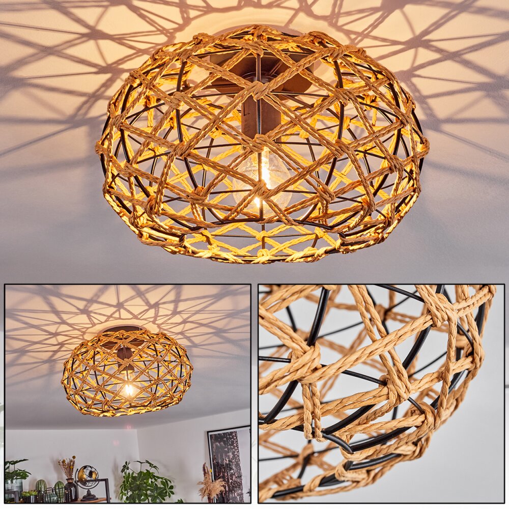 Bohemian Woven Flush Ceiling Light for Living Room Bedroom - Parrot Uncle UK