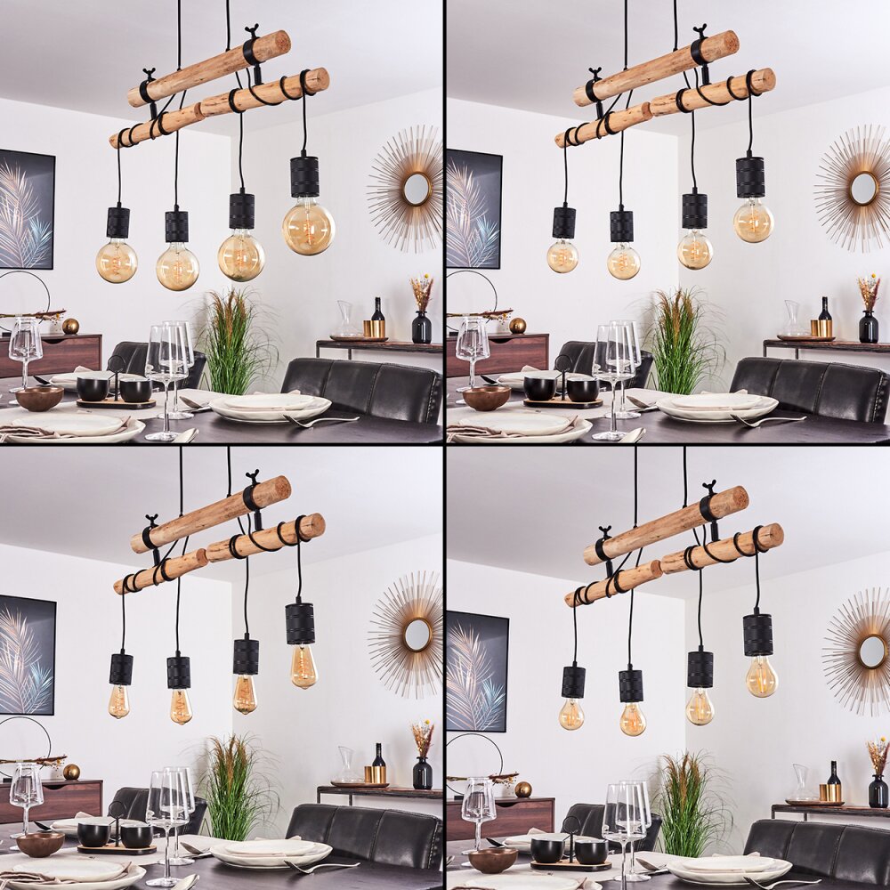 Industrial Vintage Double Wood Beam & Edison Cluster Pendant Light for Dining Room Living Room - Parrot Uncle UK