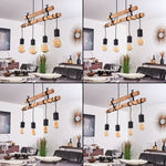 Industrial Vintage Double Wood Beam & Edison Cluster Pendant Light for Dining Room Living Room - Parrot Uncle UK