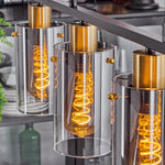 Industrial Vintage Linear Pendant Light with Brass Accents for Dining Room Living Room - Parrot Uncle UK