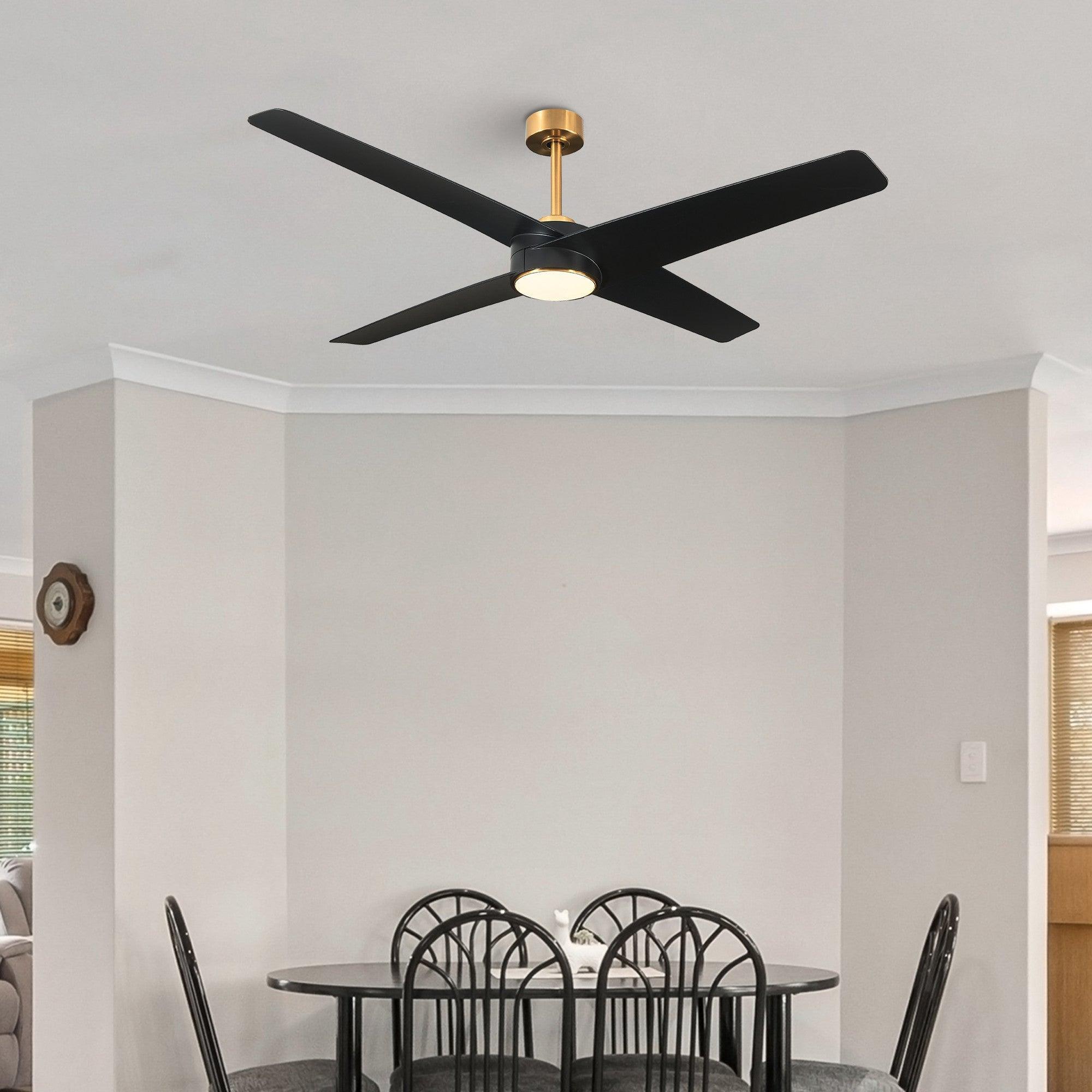 60" Parvez Modern DC Motor Downrod Mount Reversible Ceiling Fan with Lighting and Remote Control - Parrot Uncle UK