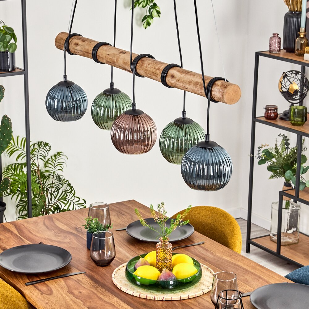 Bohemian Colorful Glass and Rustic Linear Pendant Light for Dining Room Living Room - Parrot Uncle UK
