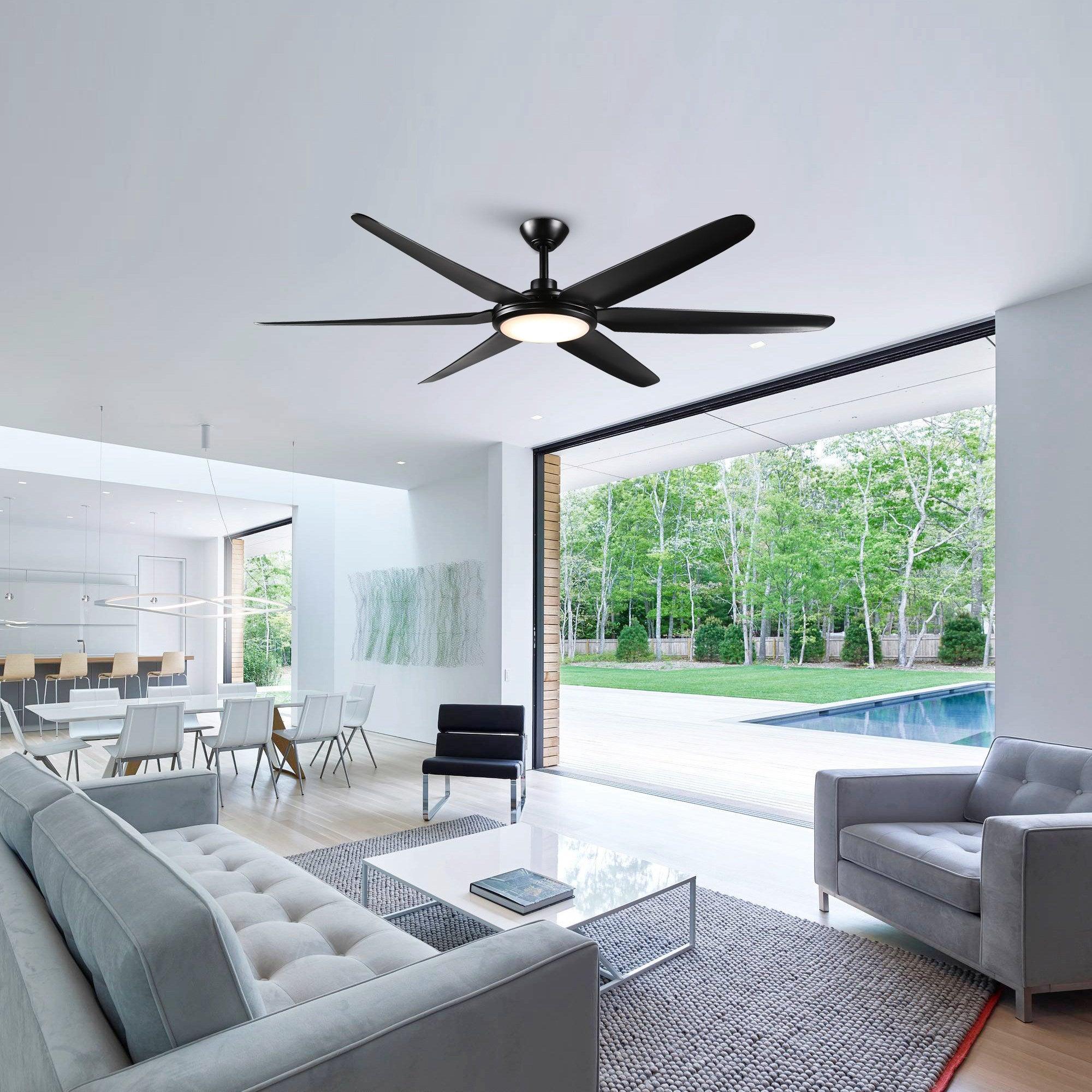 65" Industrial DC Motor Downrod Mount Ceiling Fan with Lighting and Remote Control - Parrot Uncle UK