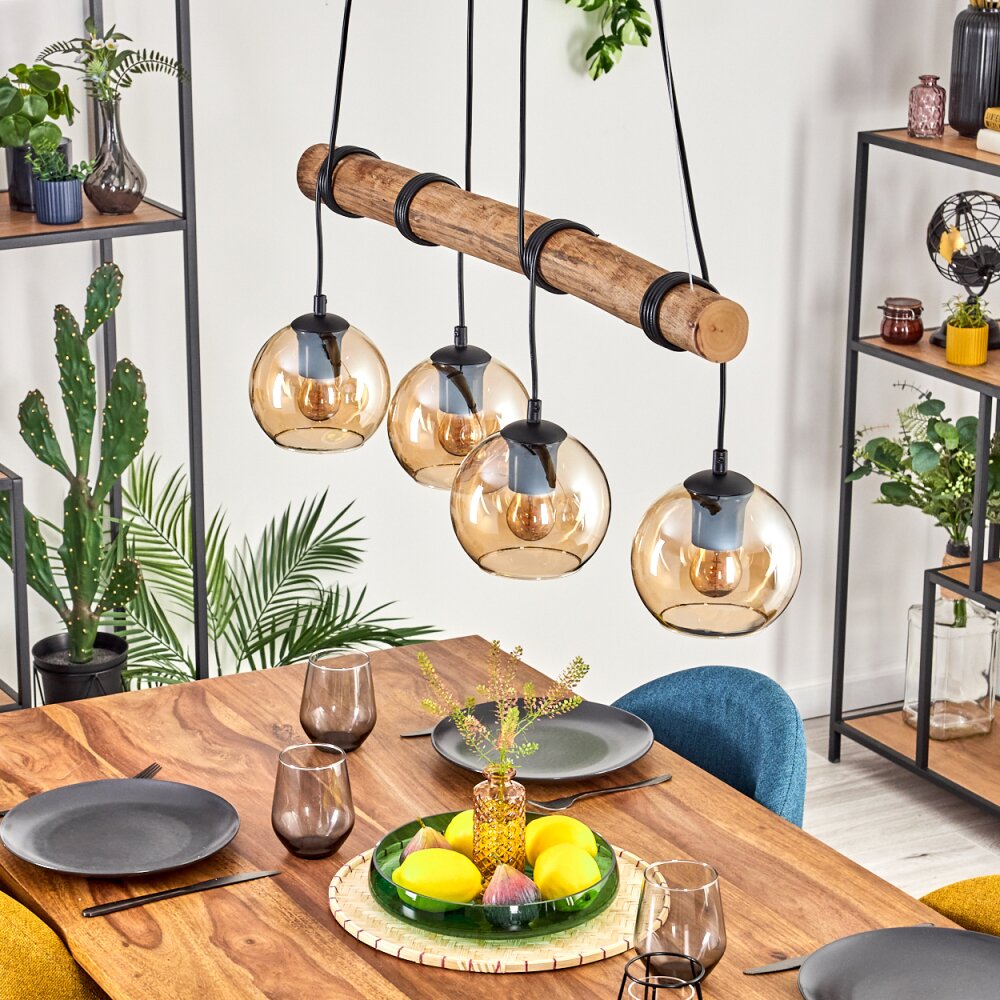 Rustic Bohemian Bamboo Linear Pendant Light for Living Room Bedroom - Parrot Uncle UK