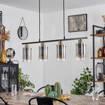 Industrial Vintage Linear Pendant Light with Brass Accents for Dining Room Living Room - Parrot Uncle UK