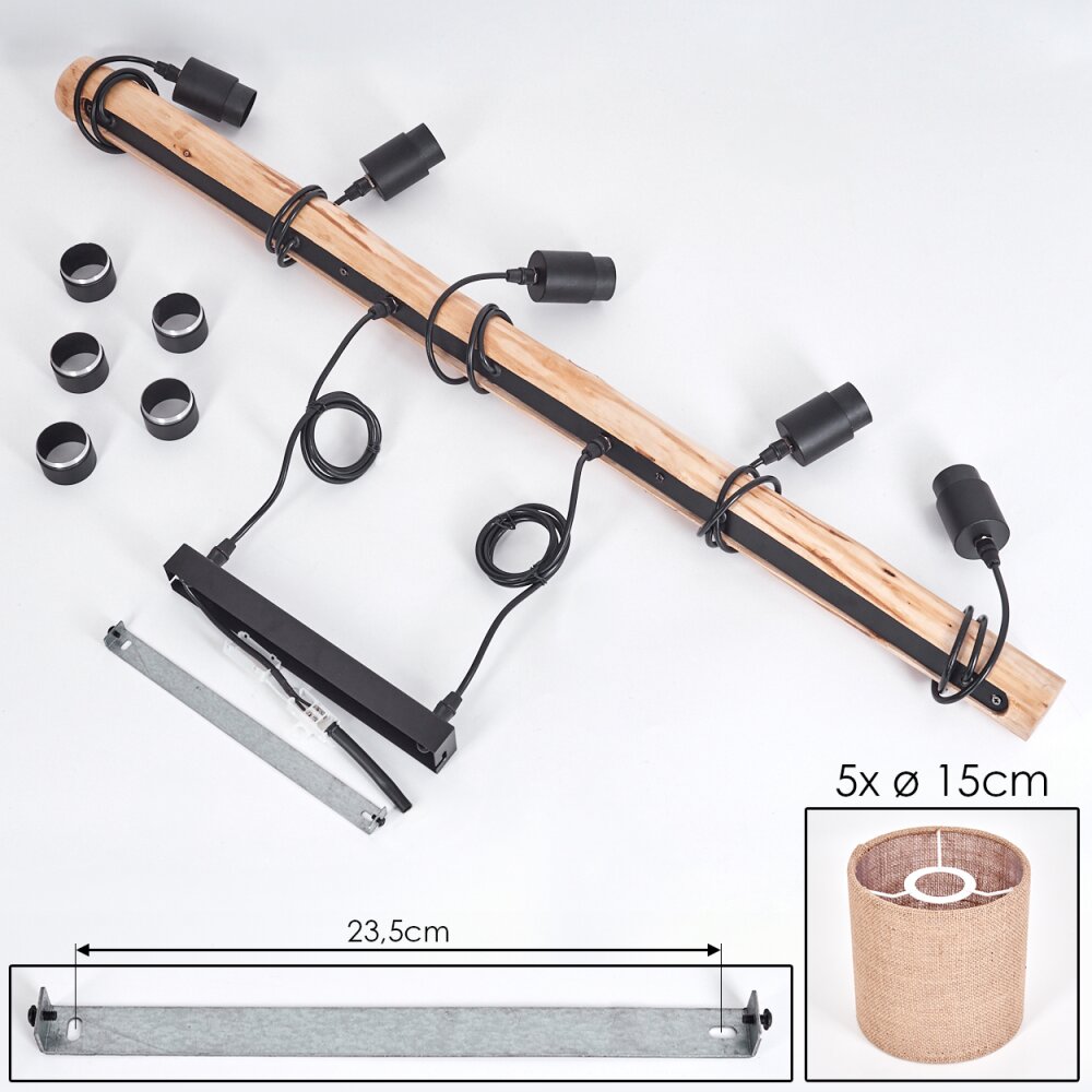 Scandinavian Rustic Wood and Geometric Wire Cage Linear Pendant Light for Kitchen Dining Room - Parrot Uncle UK